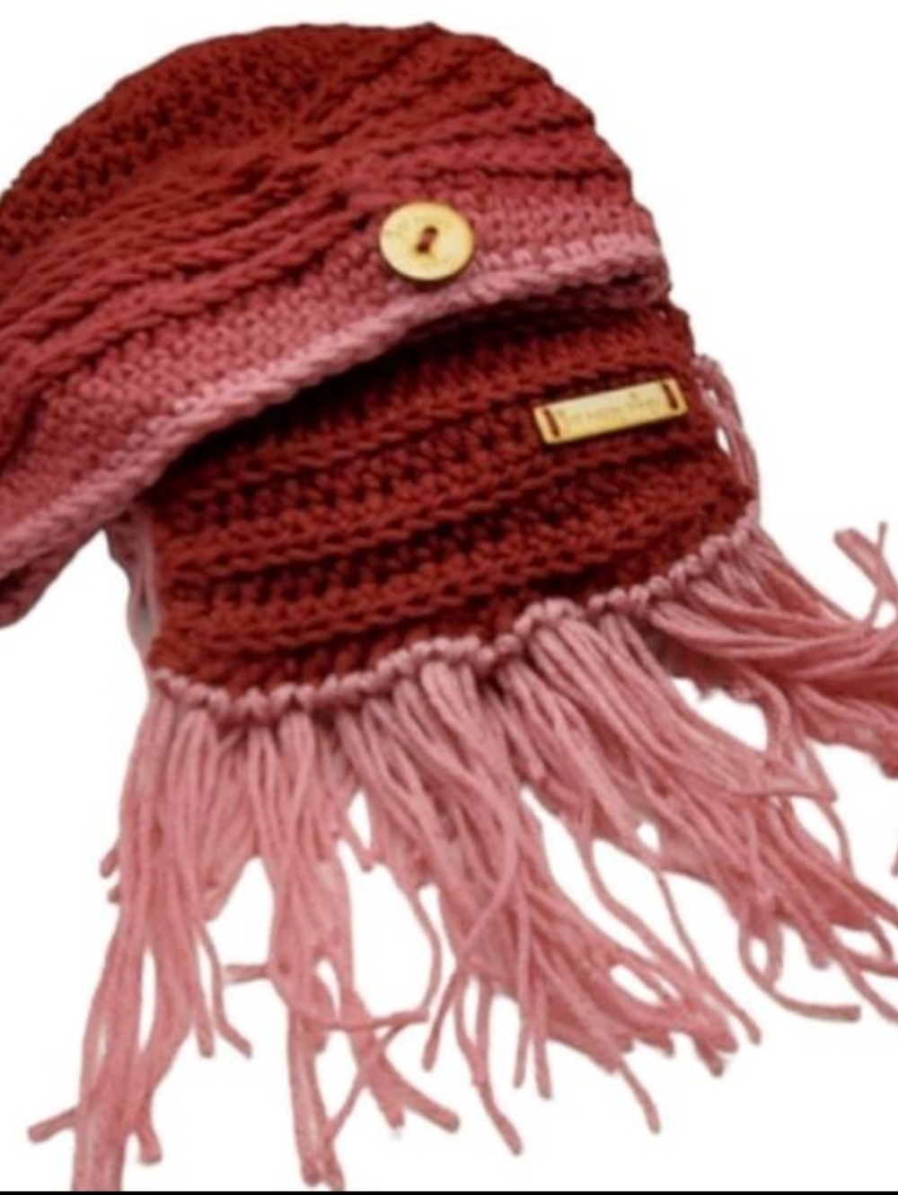 New Beenie Hat & Scarf Set • Ombre Pinks • Made By Hand Knit  • One Of Kind